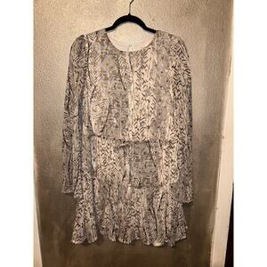 En Crème Boho Hippie Edgy Gipsy Tunic Summer Metallic Long Sleeves Dress